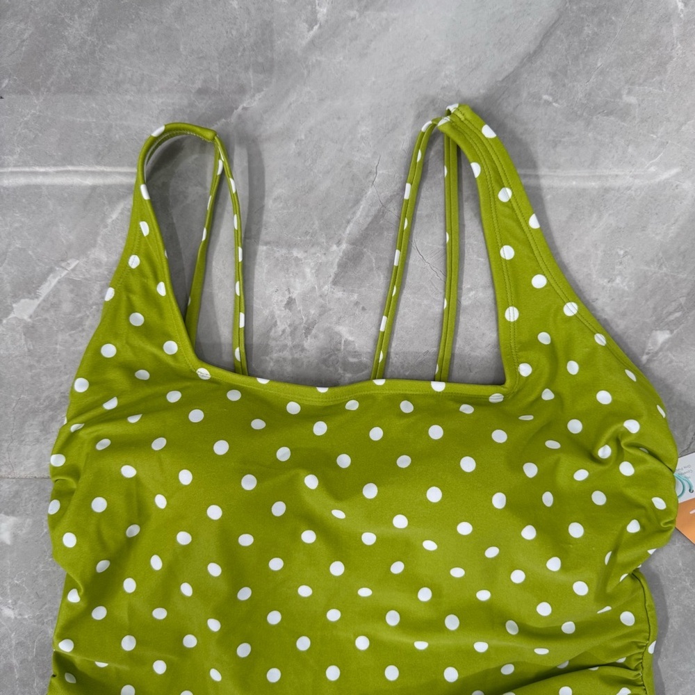 Women’s Kona Sol High Coverage One Piece Swimsuit Strappy Back Polka Dot Size XL - Picture 4 of 16